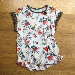 Zara Burnout Floral Contrast Printed Tee S